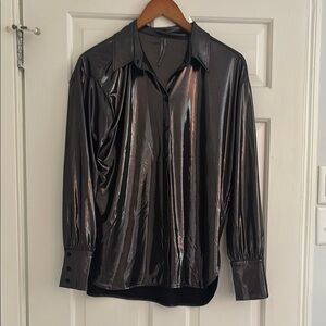 Anthropologie Carbon Metallic Shimmer Shirt Size Small